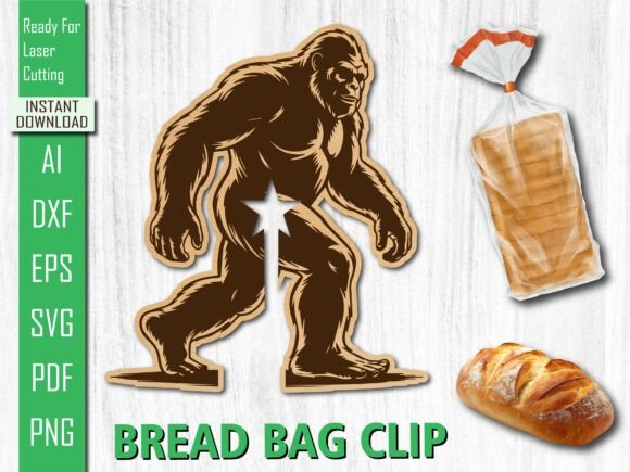 Download Laser Cut Walking Bigfoot Bread Bag Clip - Premium Resources
