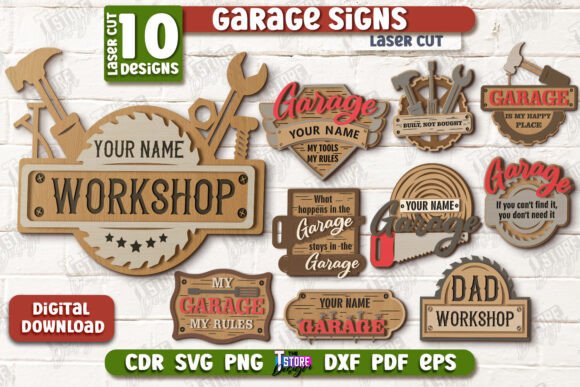 Download Garage Signs Bundle | Man Cave |CNC File - Cnc file Collection