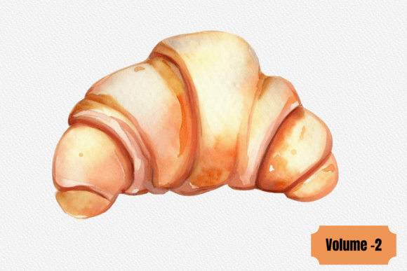 Download Watercolor Croissant Clipart Volume –2 - Premium Bundle