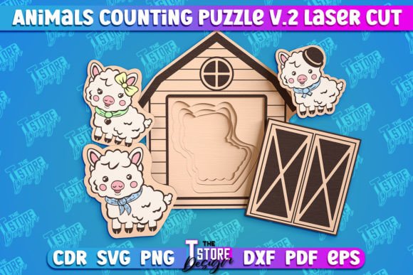 Download Sheep Counting Baby Puzzle Laser Cut V.2 - Baby puzzle Collection